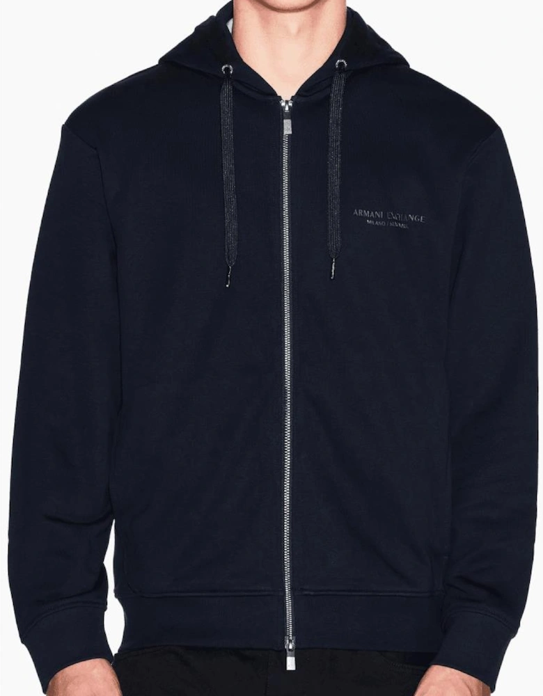 Cotton Tonal Logo Navy Zip Hooded Tracksuit