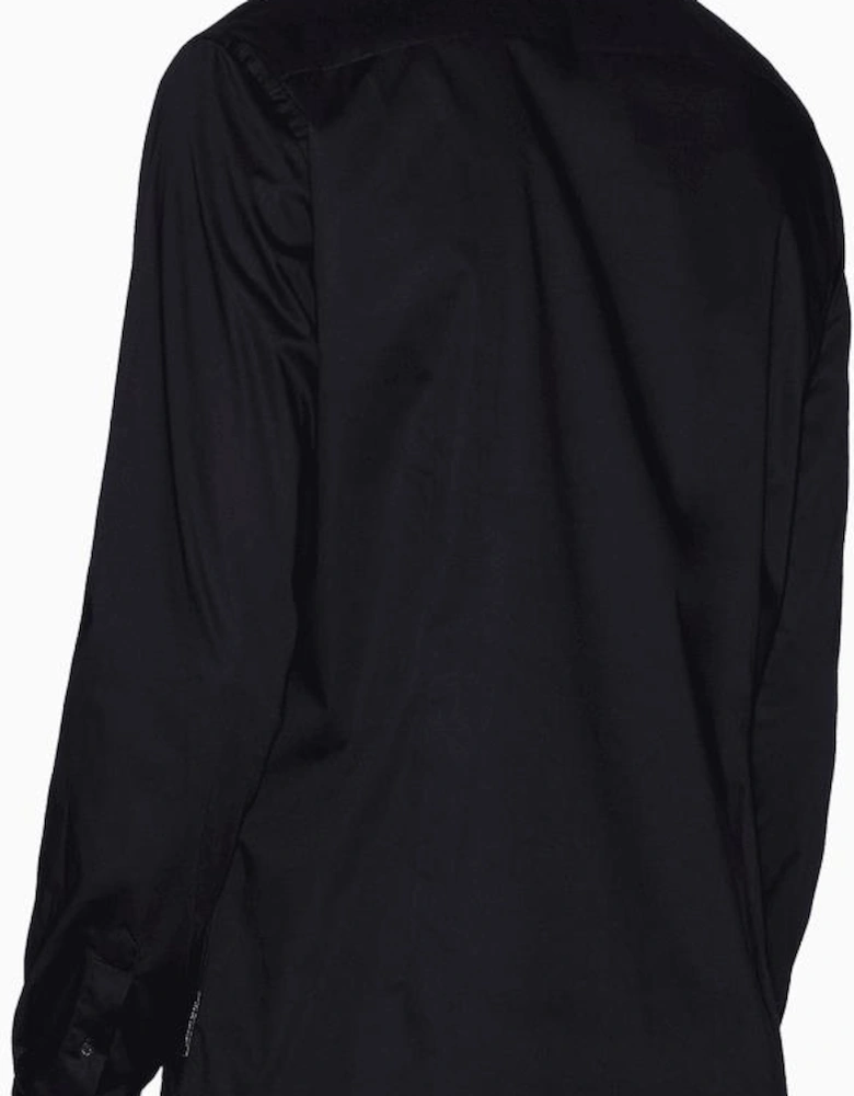 Embroidered Logo Button Up Black Shirt