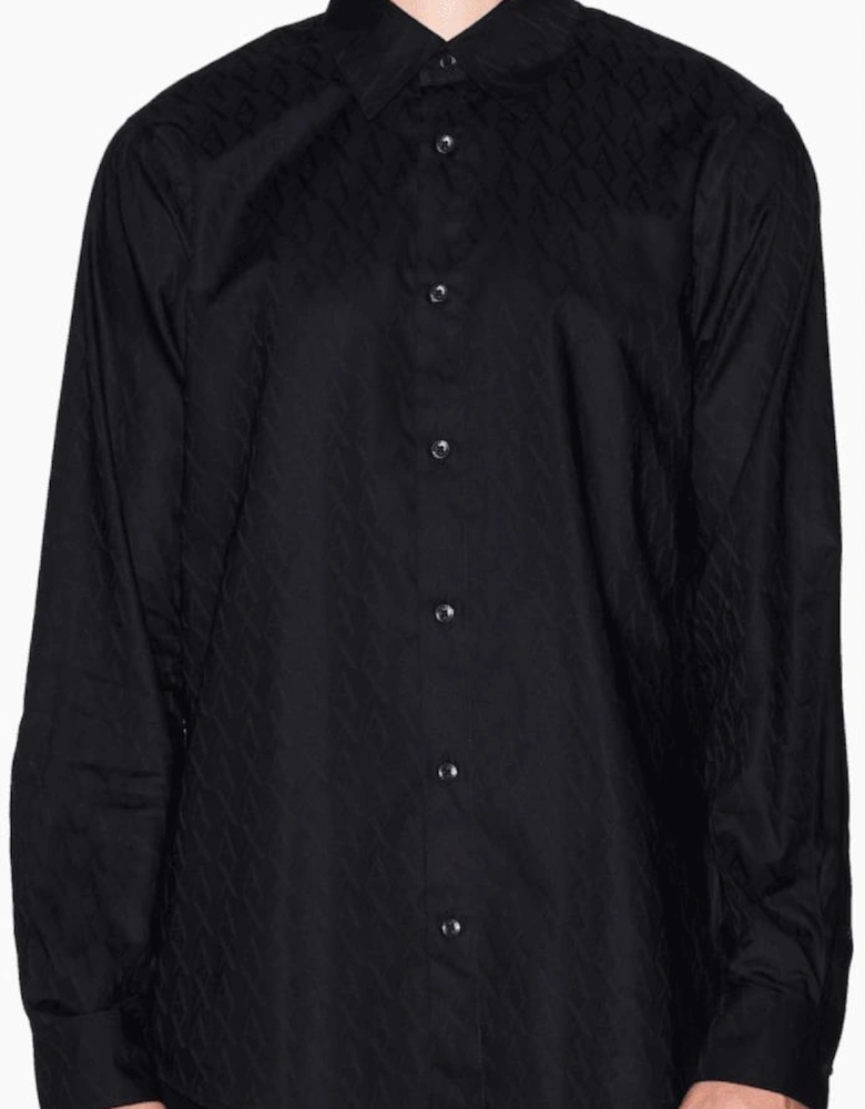 Jacquard Monogram Logo Black Shirt