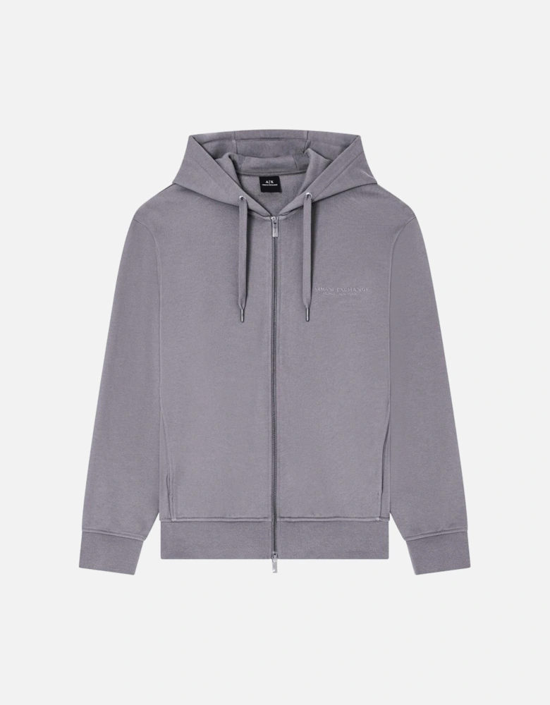 Cotton Tonal Logo Grey Zip Hooded Tracksuit