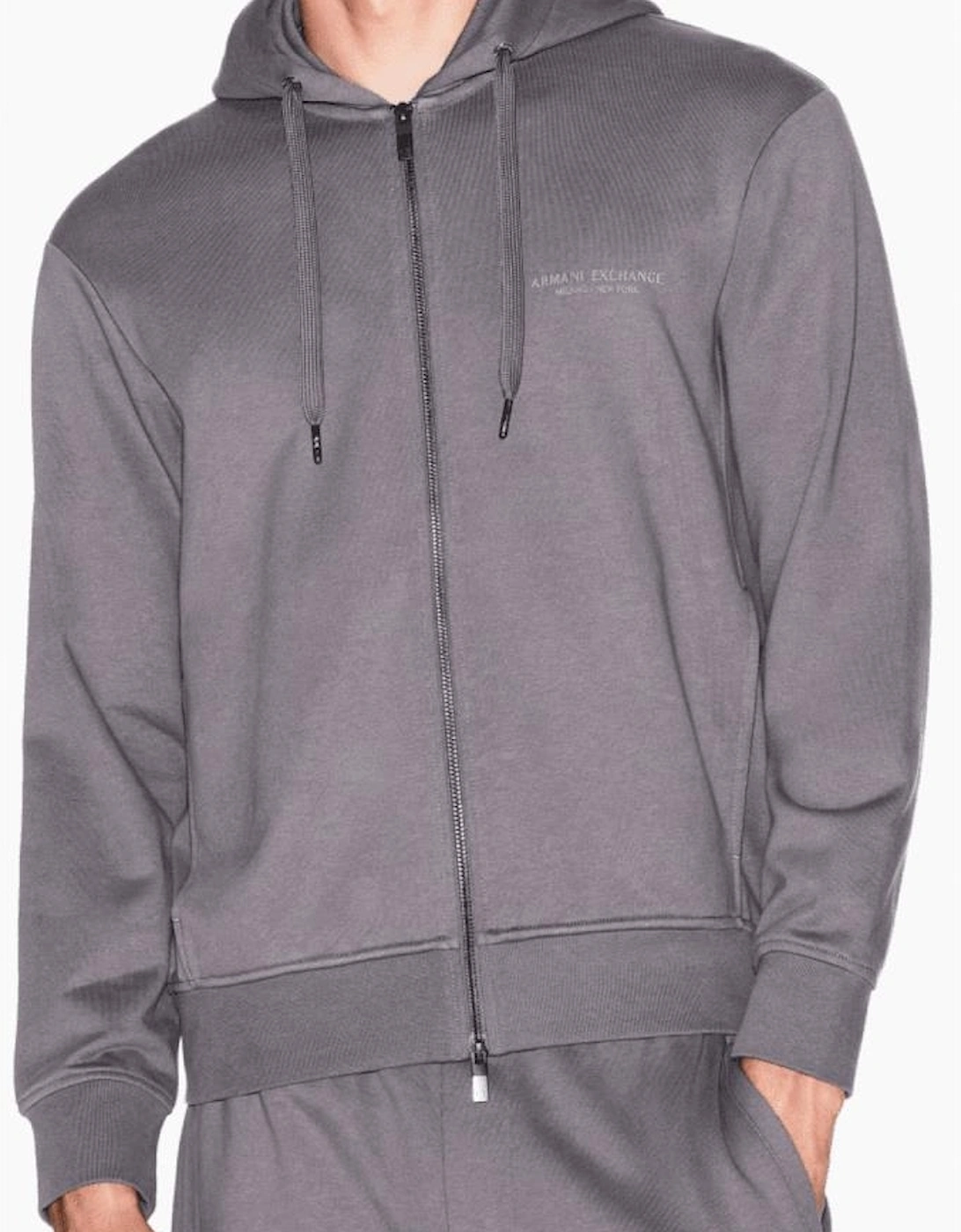 Cotton Tonal Logo Grey Zip Hooded Tracksuit