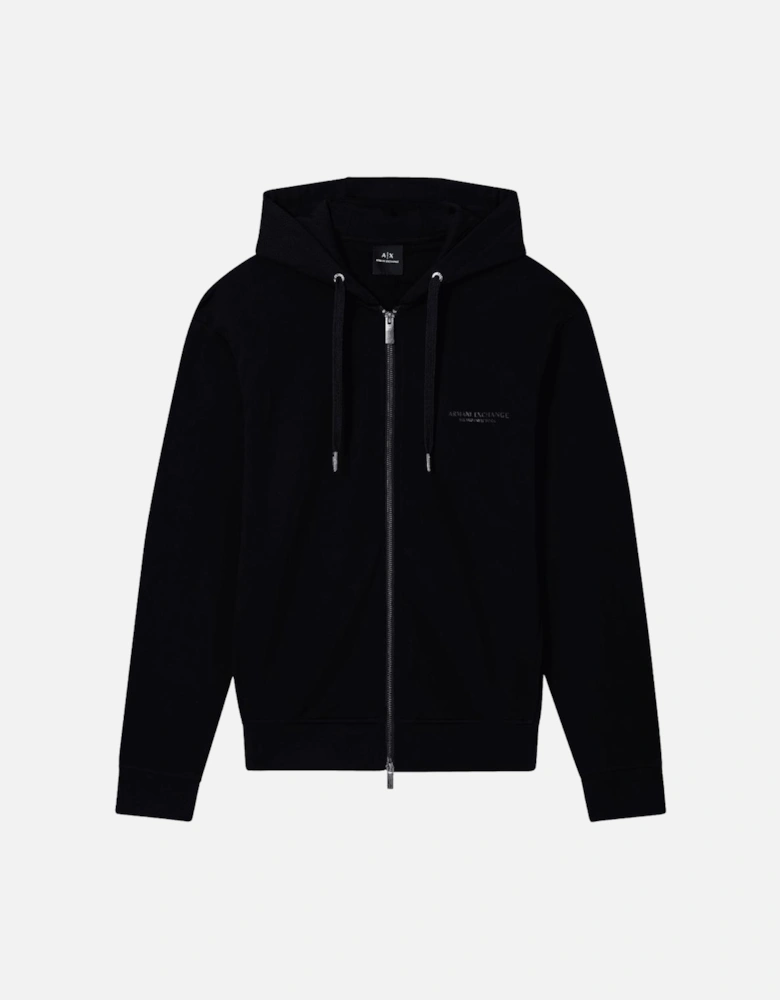 Cotton Tonal Logo Black Zip Hooded Tracksuit