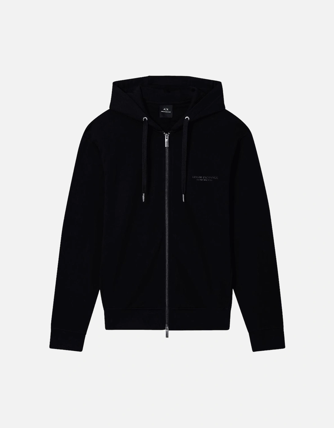 Cotton Tonal Logo Black Zip Hooded Tracksuit