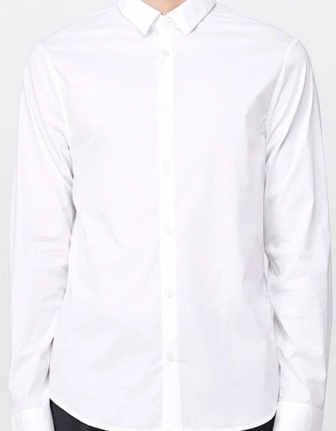 Embroidered Logo Button Up White Shirt