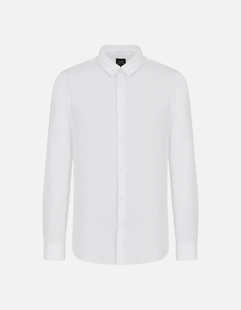 Embroidered Logo Button Up White Shirt