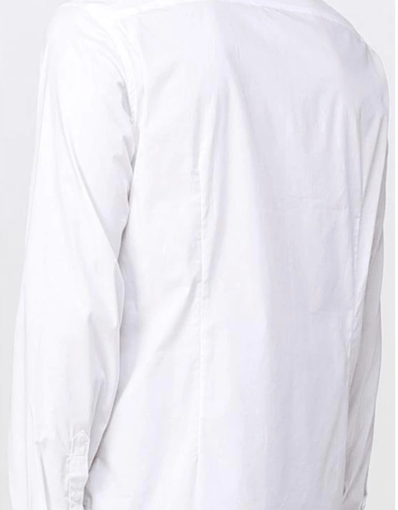 Embroidered Logo Button Up White Shirt