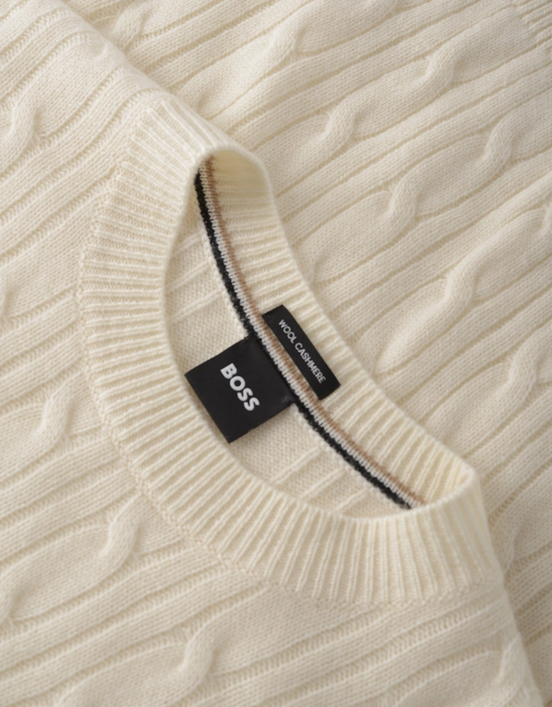 H Hetico Cable Sweater Cream