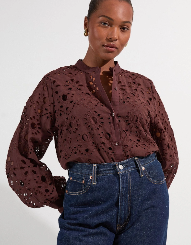 Plus Size Cotton Broderie Blouse