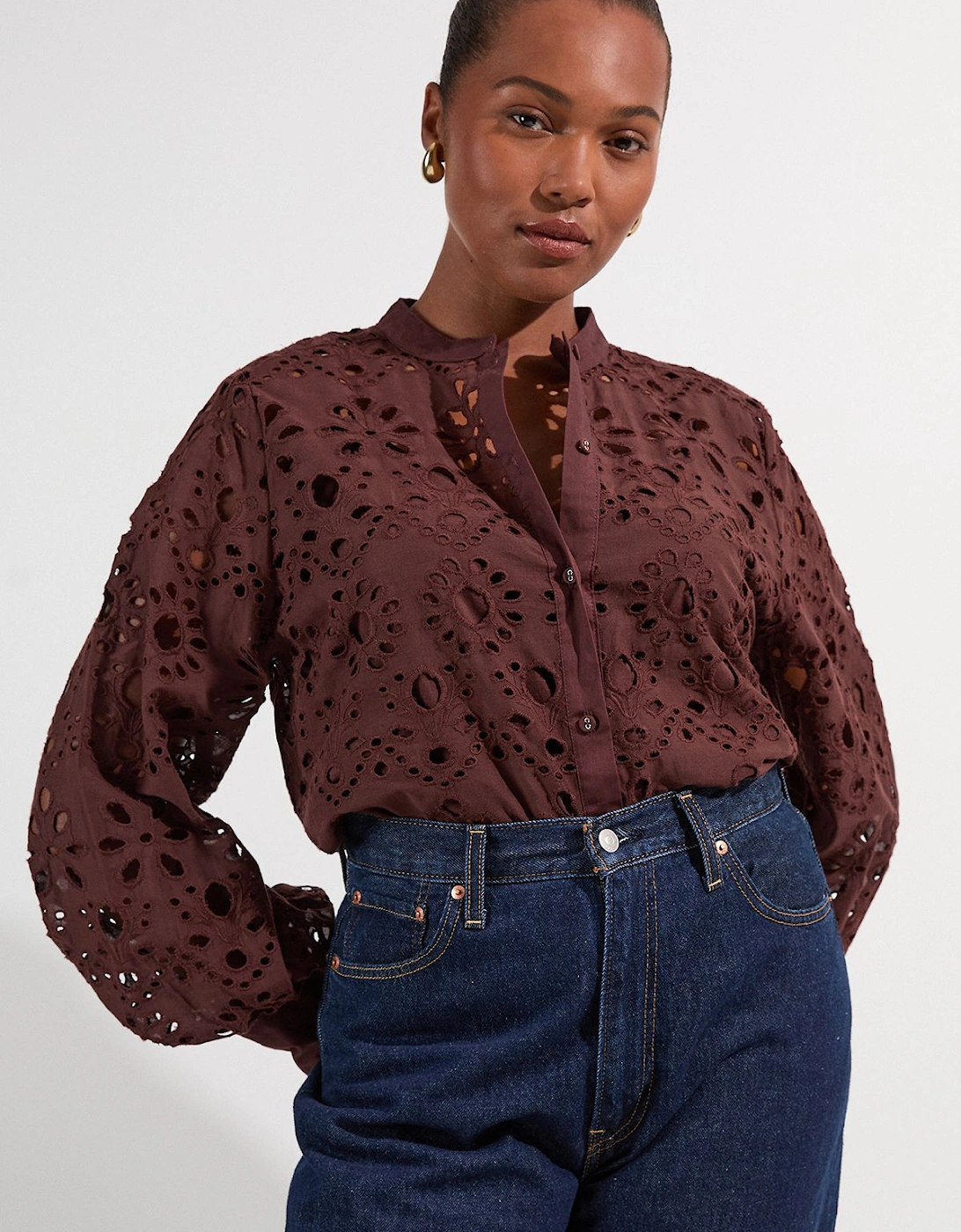 Plus Size Cotton Broderie Blouse, 2 of 1