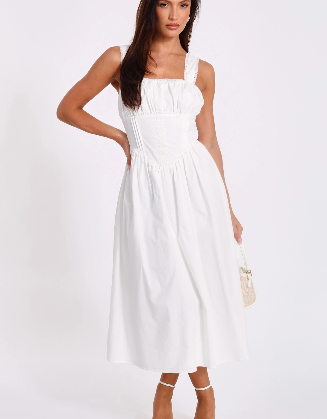 White Corset Detail Midi Dress, 2 of 1