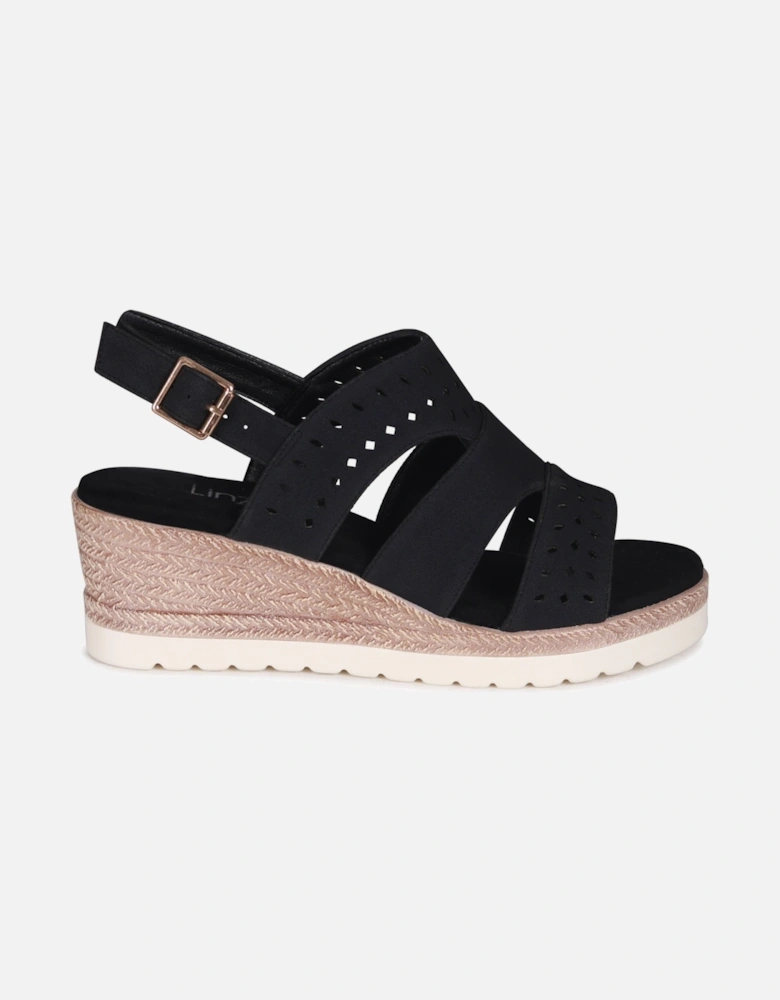 Caryn Black Faux Nubuck Slingback Wedge