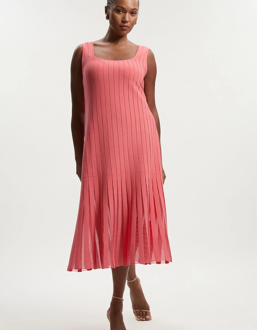 Plus Size Compact Stretch Square Neck Knitted Flippy Dress, 2 of 1
