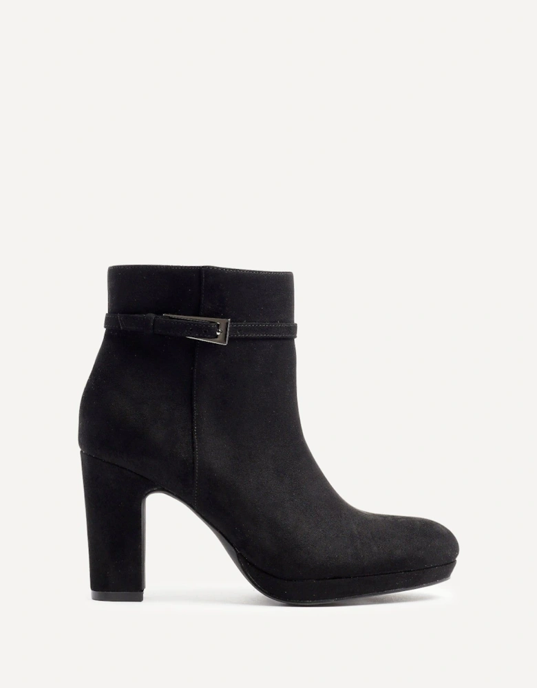 Stefani Black Faux Suede Heeled Ankle Boot