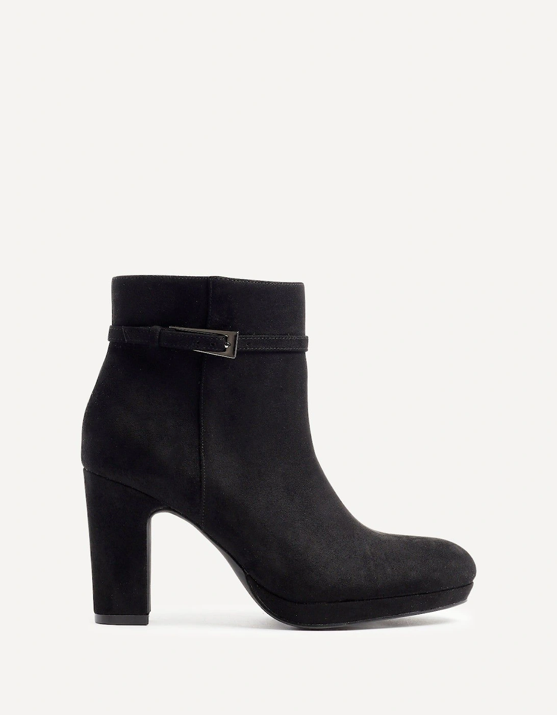 Stefani Black Faux Suede Heeled Ankle Boot, 2 of 1
