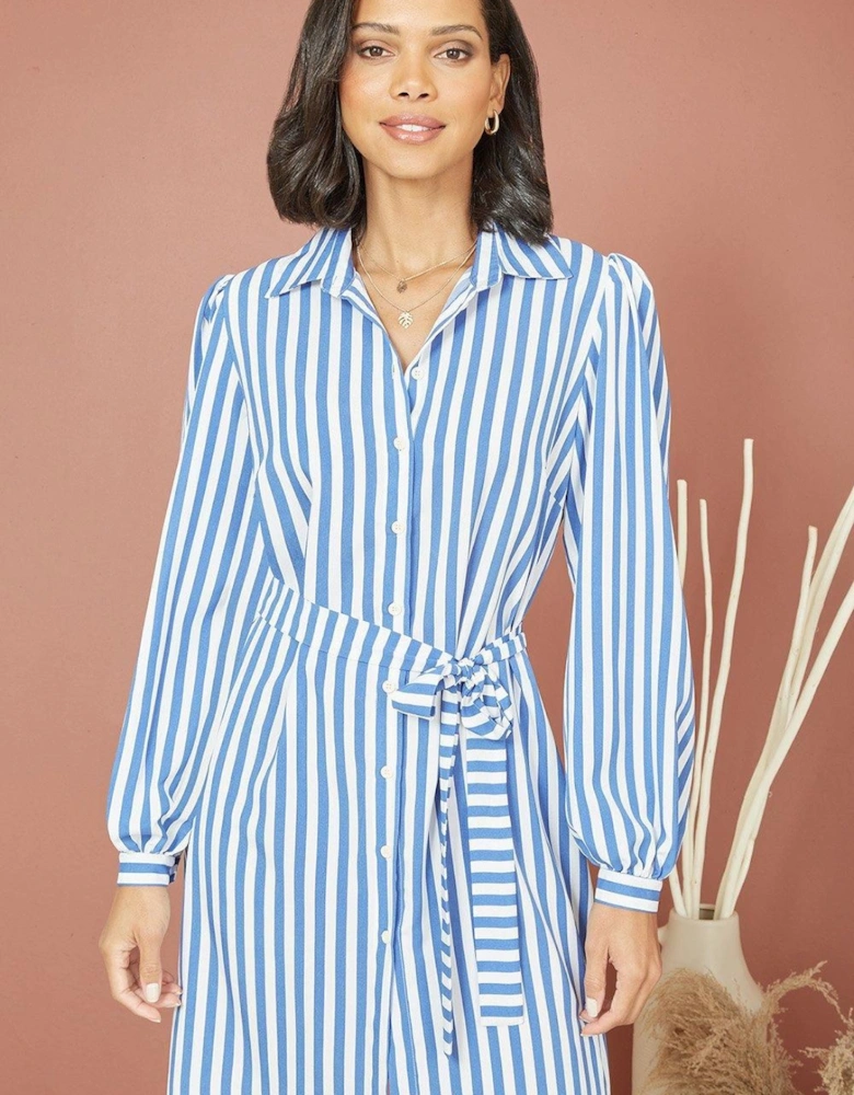 Blue Striped Relaxed Fit Shirt Dress