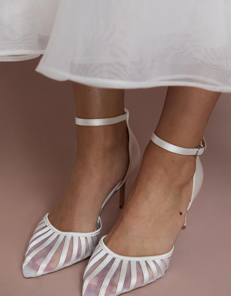 Bridal Krystal Satin Mesh Detail High Stiletto Heel Court Shoes