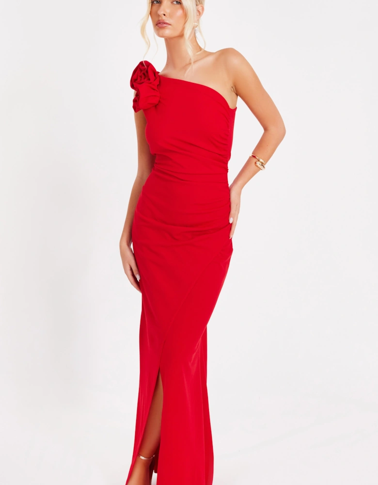 Red Corsage Maxi Dress