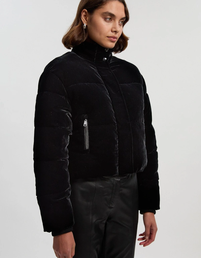 Padded Velvet Short Coat