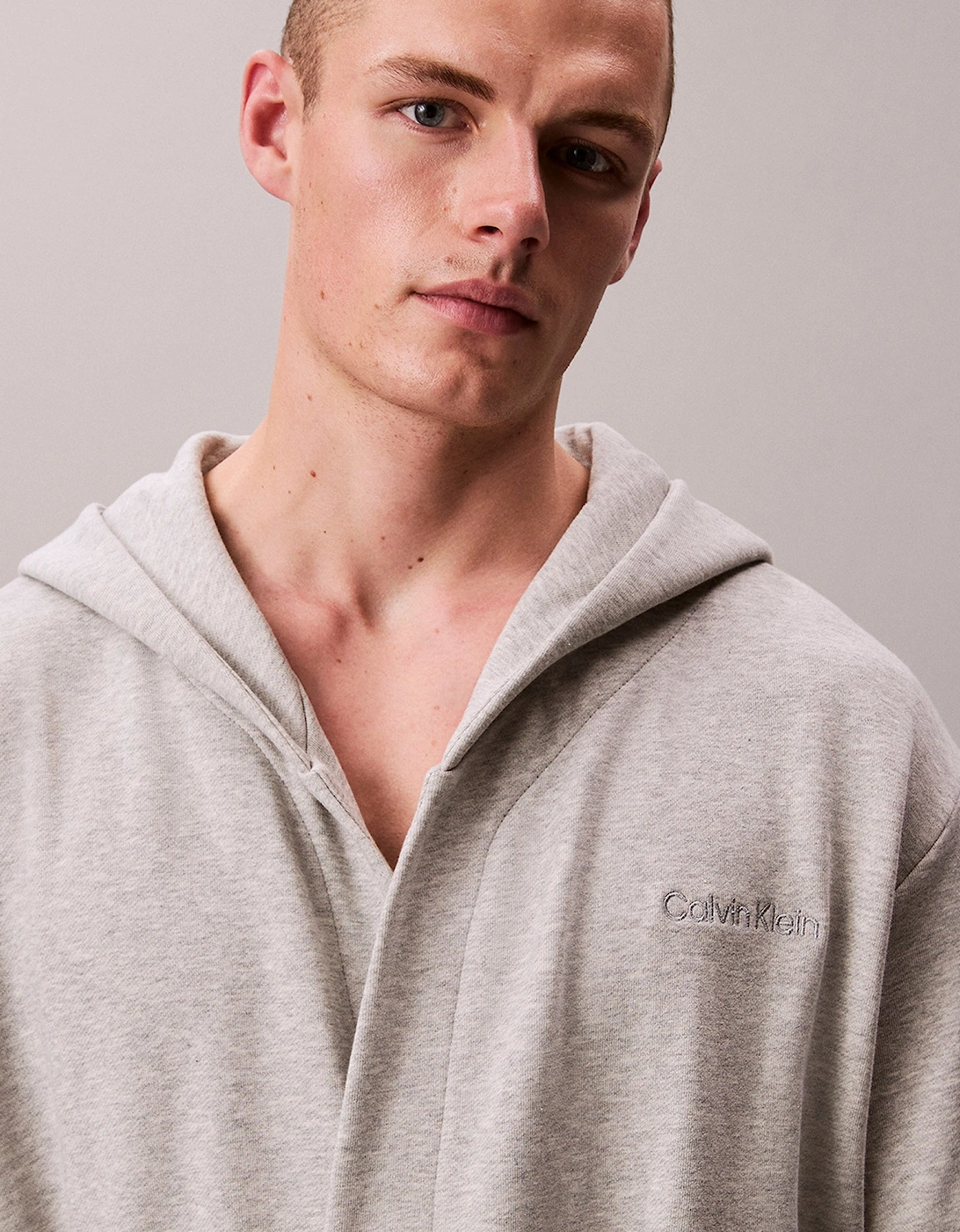 HOODED ROBE Mens Bathrobes Grey Heather