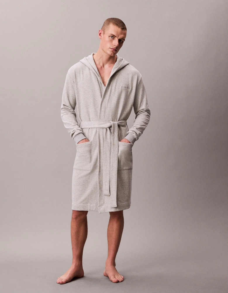 HOODED ROBE Mens Bathrobes Grey Heather