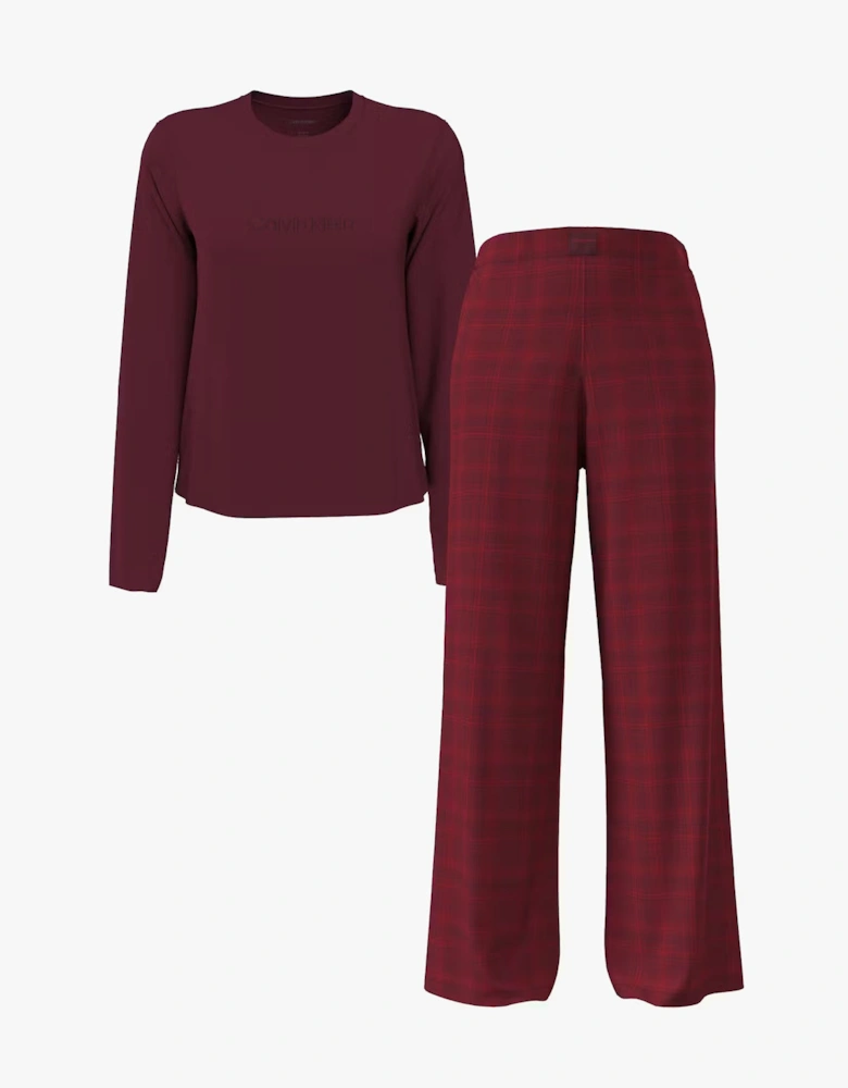 LS TEE FLANNEL PANT Womens Pant Set Red