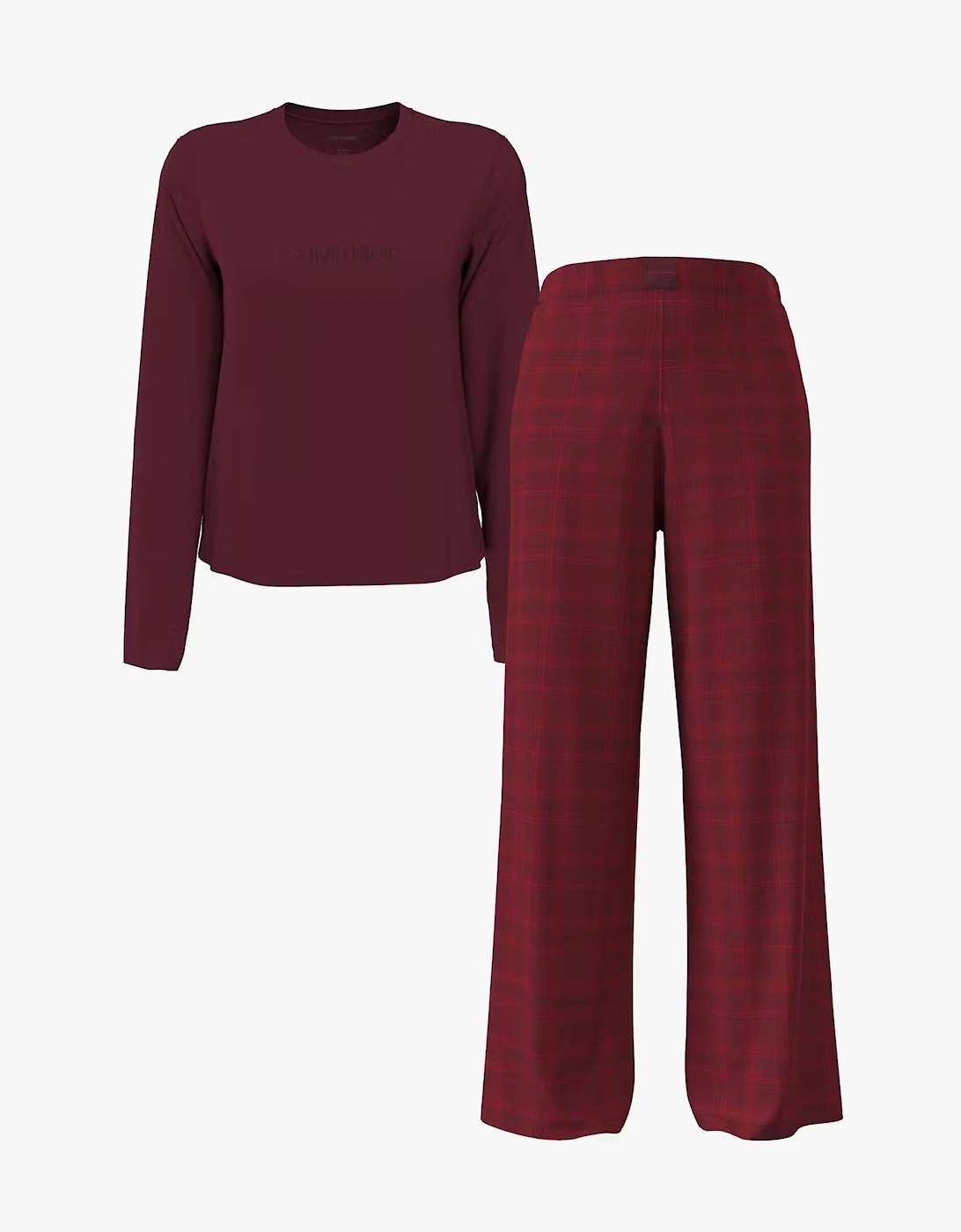 LS TEE FLANNEL PANT Womens Pant Set Red, 2 of 1