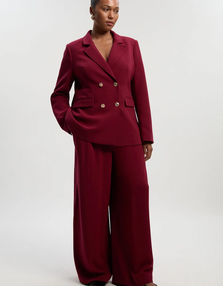Plus Size Compact Stretch Essential Tailored High Waist Wide Leg Trouser