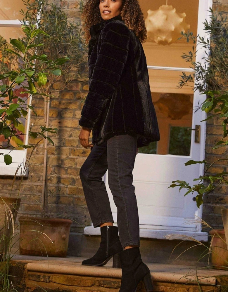 Faux Fur Long Sleeve Coat