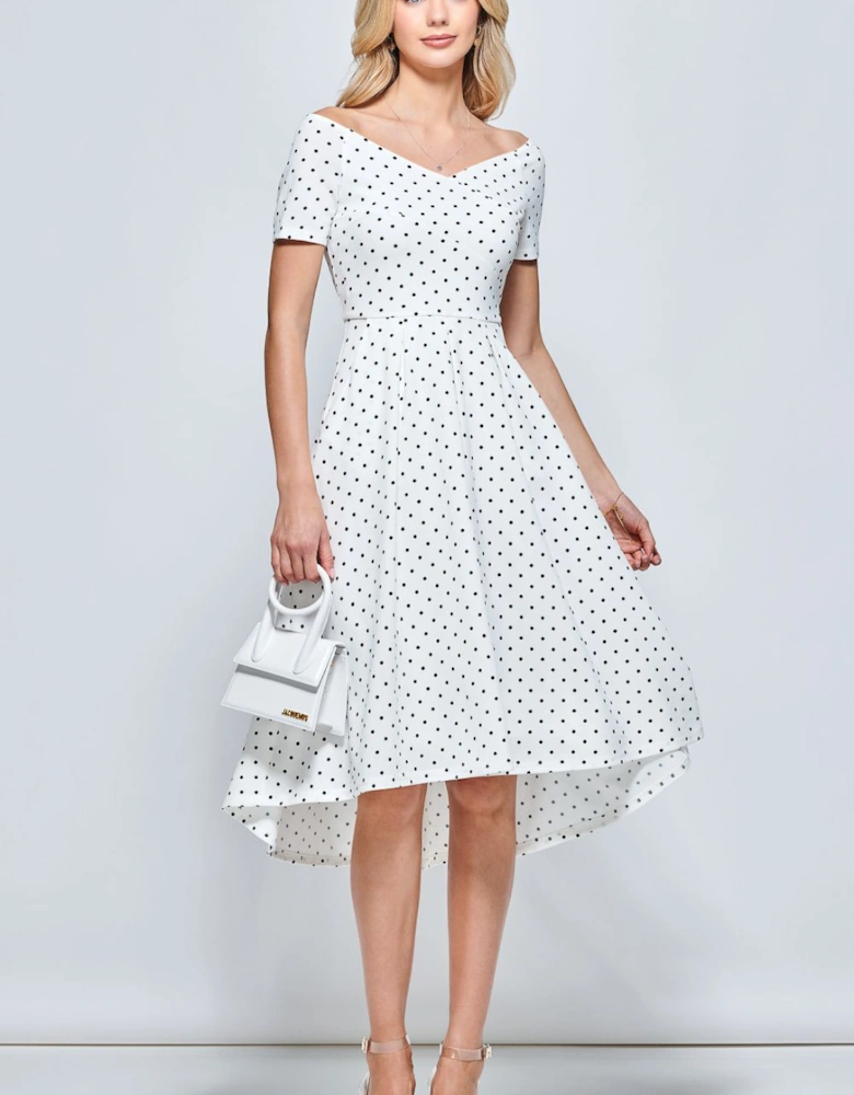 Fit & Flare Pleated Ponte Midi Dress