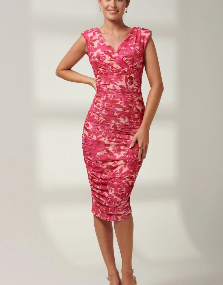 Pamela Ruched Mesh Bodycon Dress
