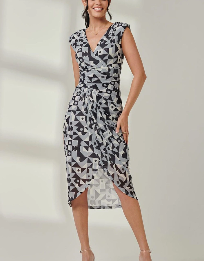 Mesh Wrap Ruched Bodycon Dress