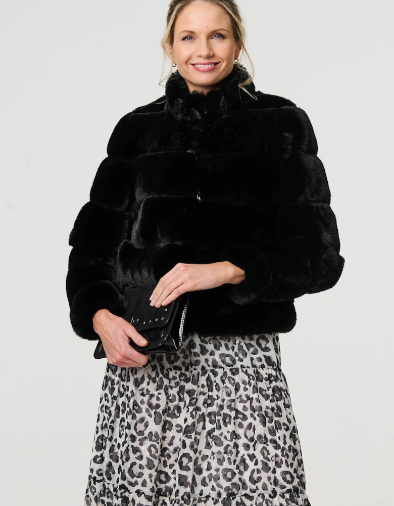 Faux Fur High Neck Cropped Jacket