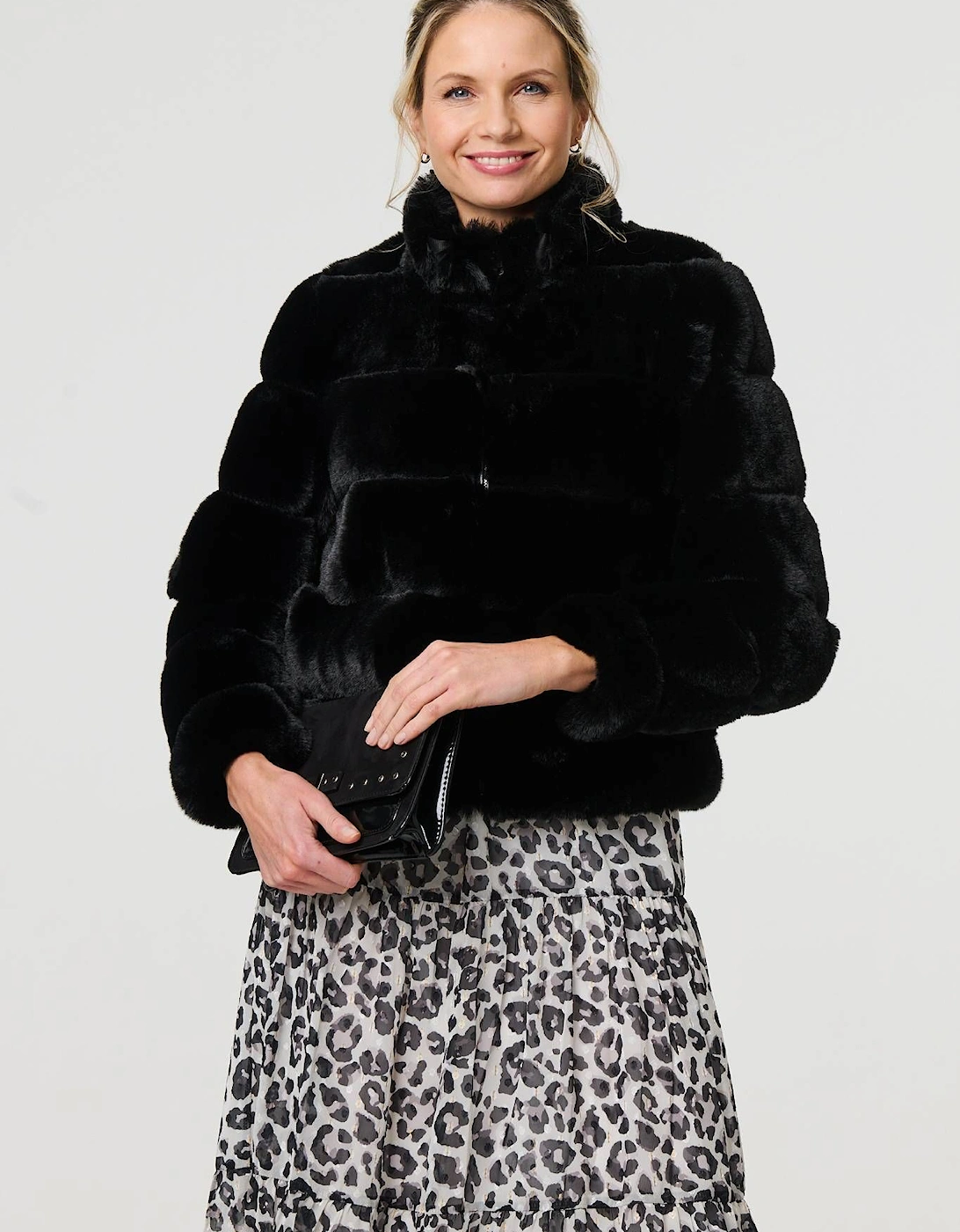 Faux Fur High Neck Cropped Jacket, 2 of 1