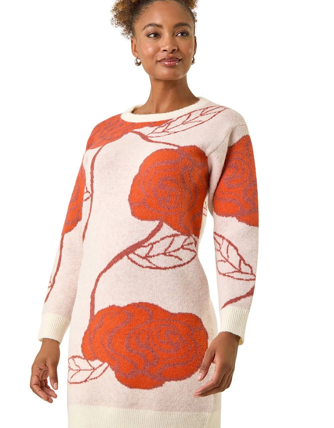 Rose Print Knitted Shift Dress, 2 of 1