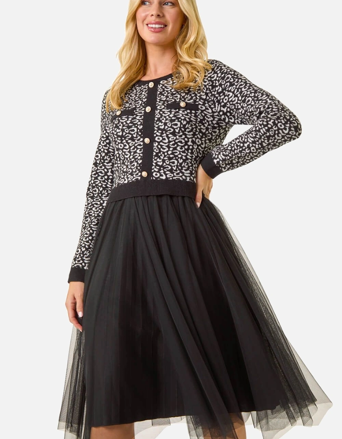 Petite Animal Knitted Mesh Dress, 2 of 1