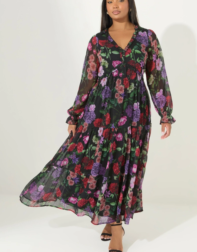Floral Tiered Ruffle Dress