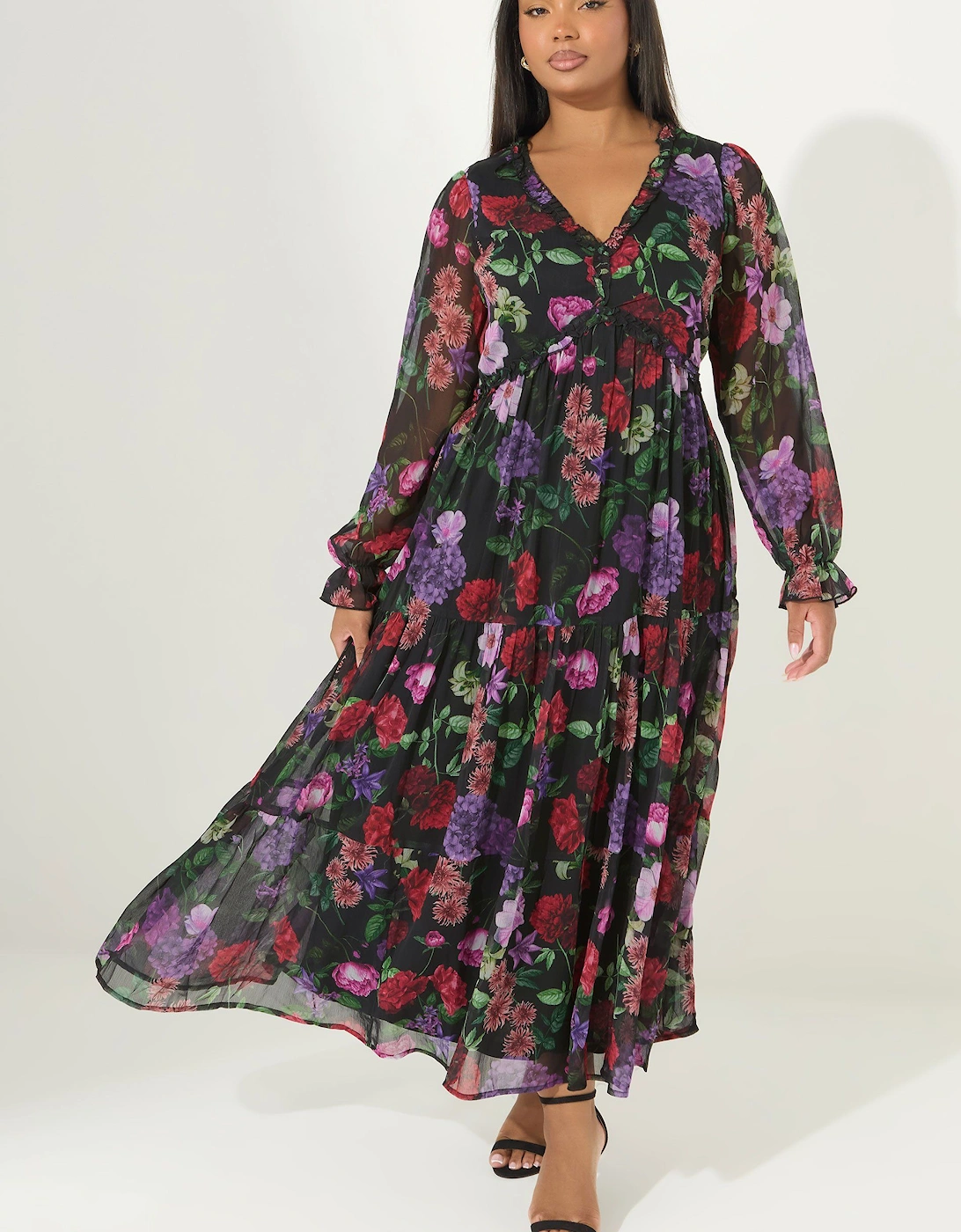 Floral Tiered Ruffle Dress, 2 of 1