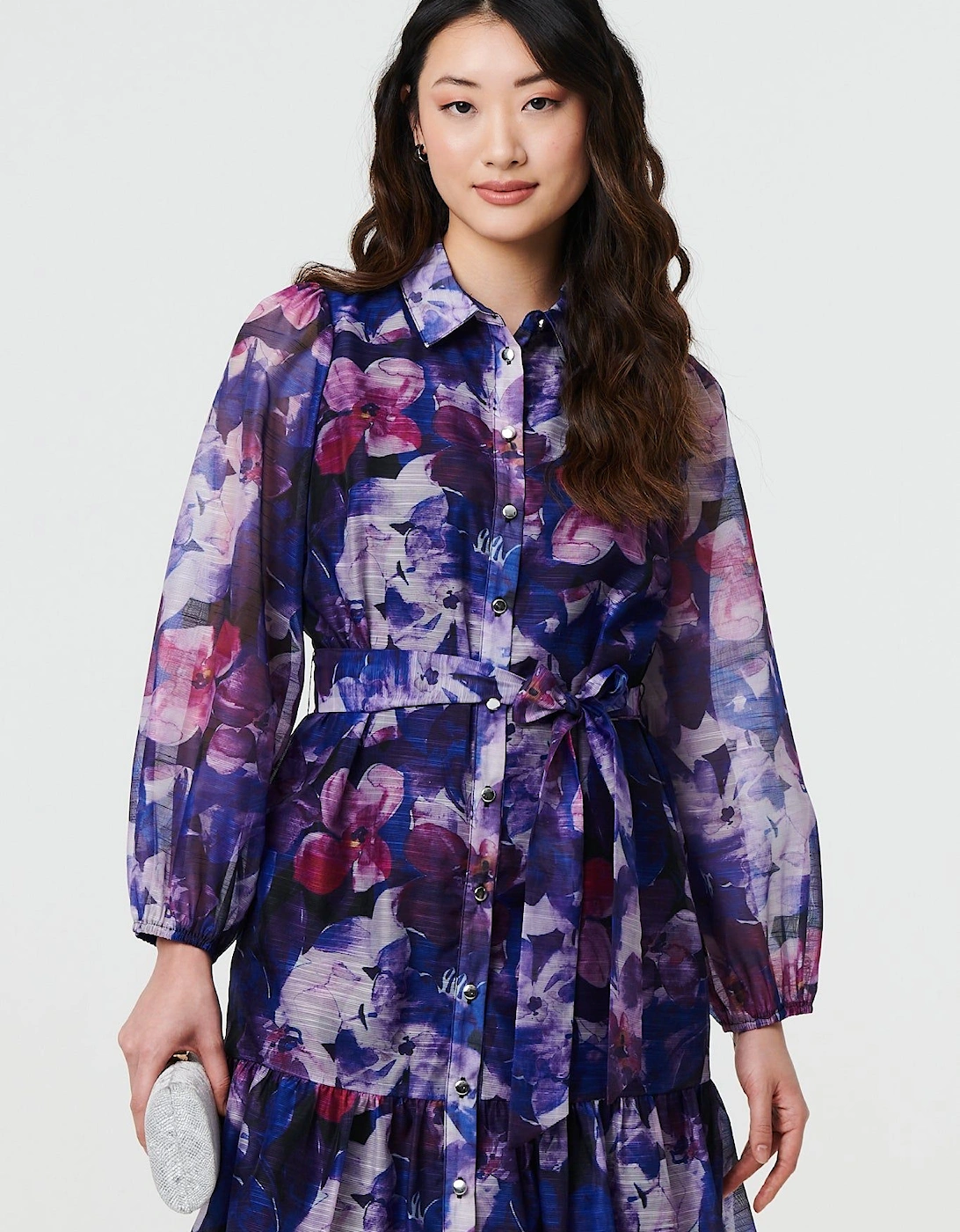 Floral Tie Waist Mini Shirt Dress, 2 of 1