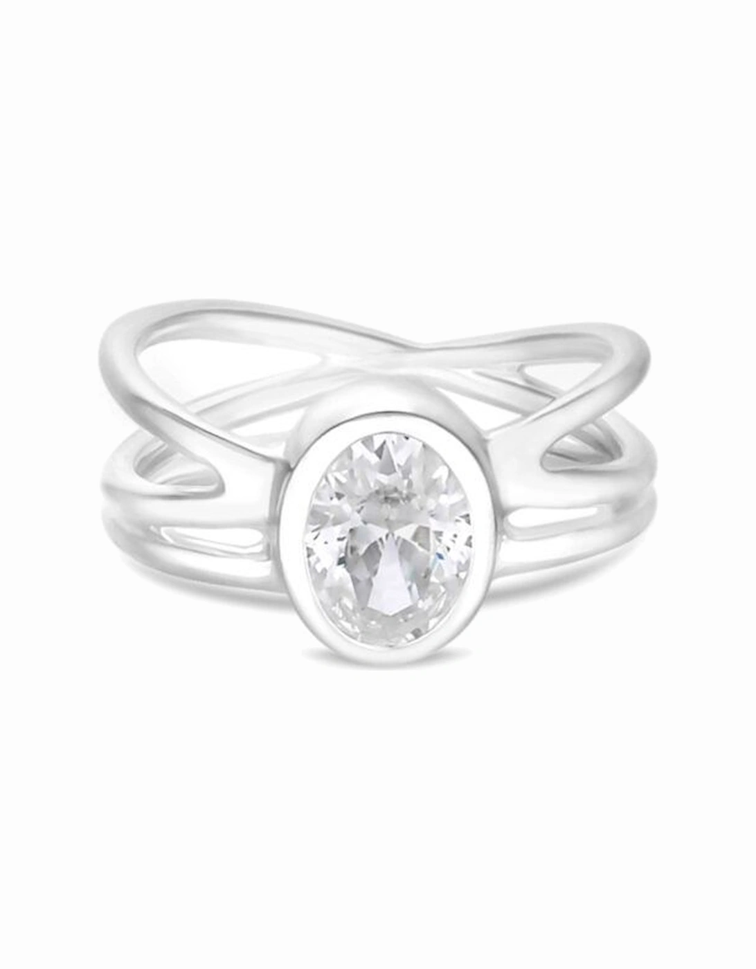 Sterling Silver 925 Cubic Zirconia Oval Stone Wrapped Ring, 2 of 1