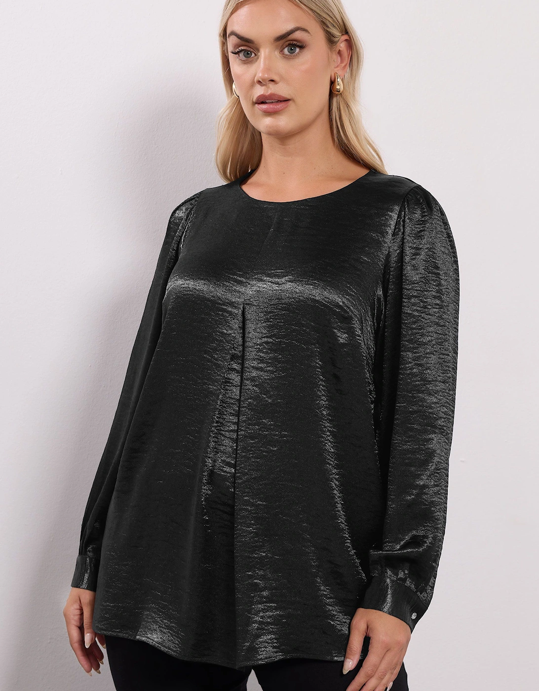 Crushed Satin Pleat Front Blouse, 2 of 1