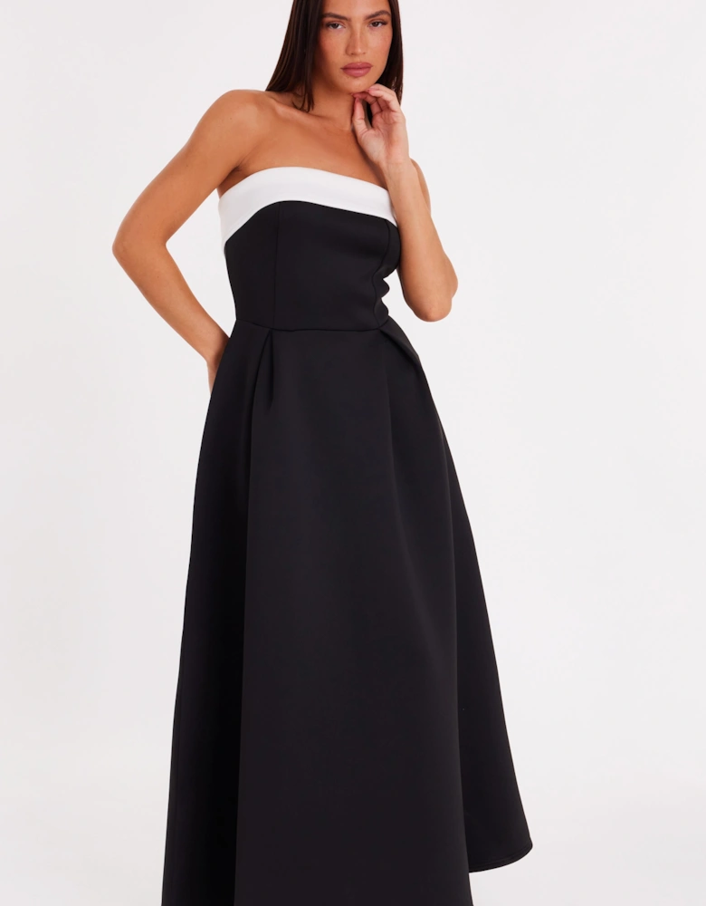 Black Strapless A-Line Maxi Dress