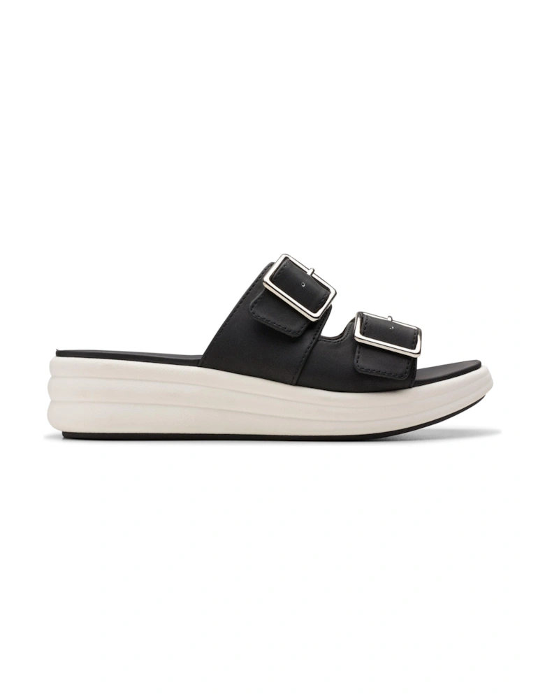 Drift Buckle Black Wedges,Heeled Sandals