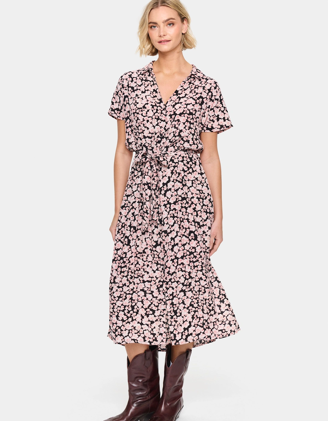 Blanca Short Sleeve Dress Floral, 2 of 1