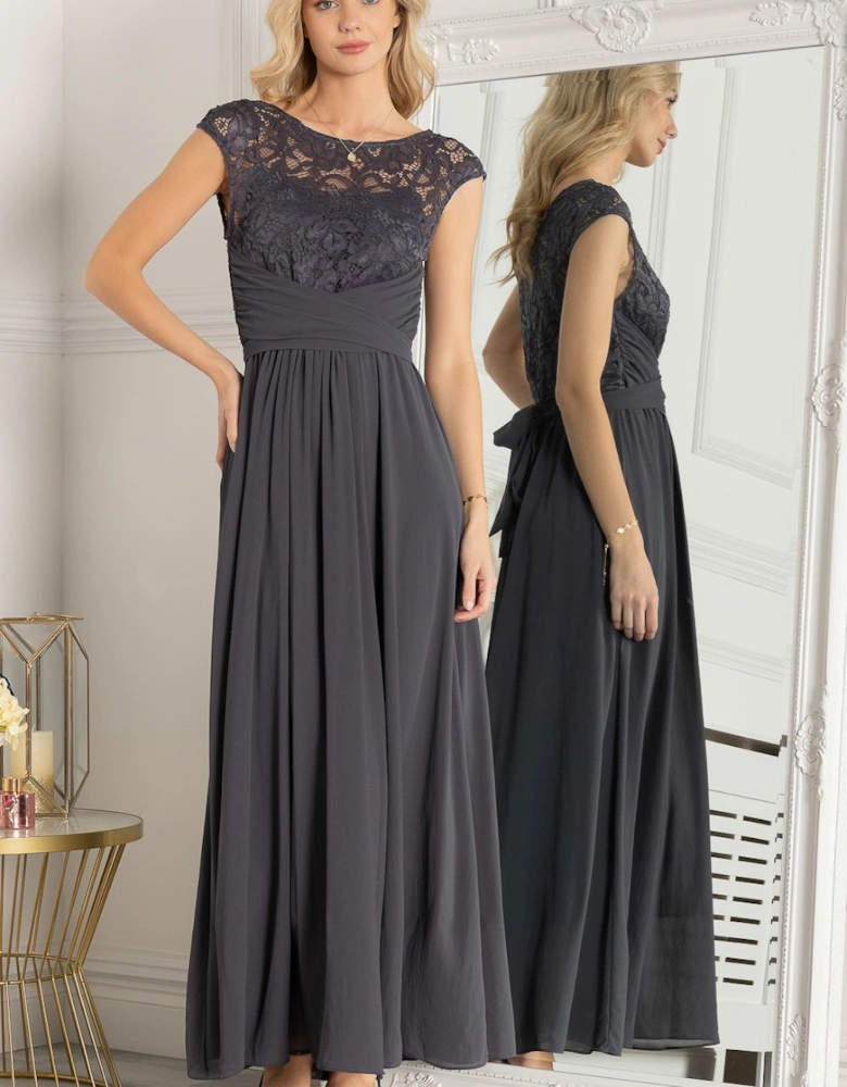 Lace Bodice Maxi Prom Dress