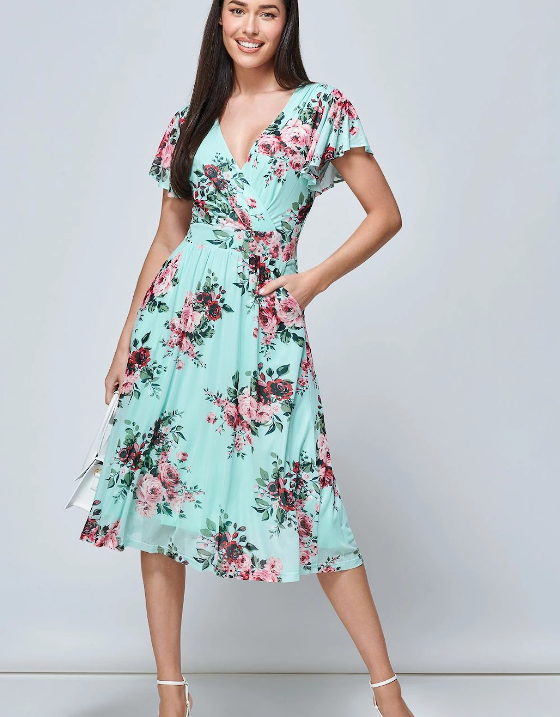 Kiley Wrap Front Mesh Dress, 2 of 1