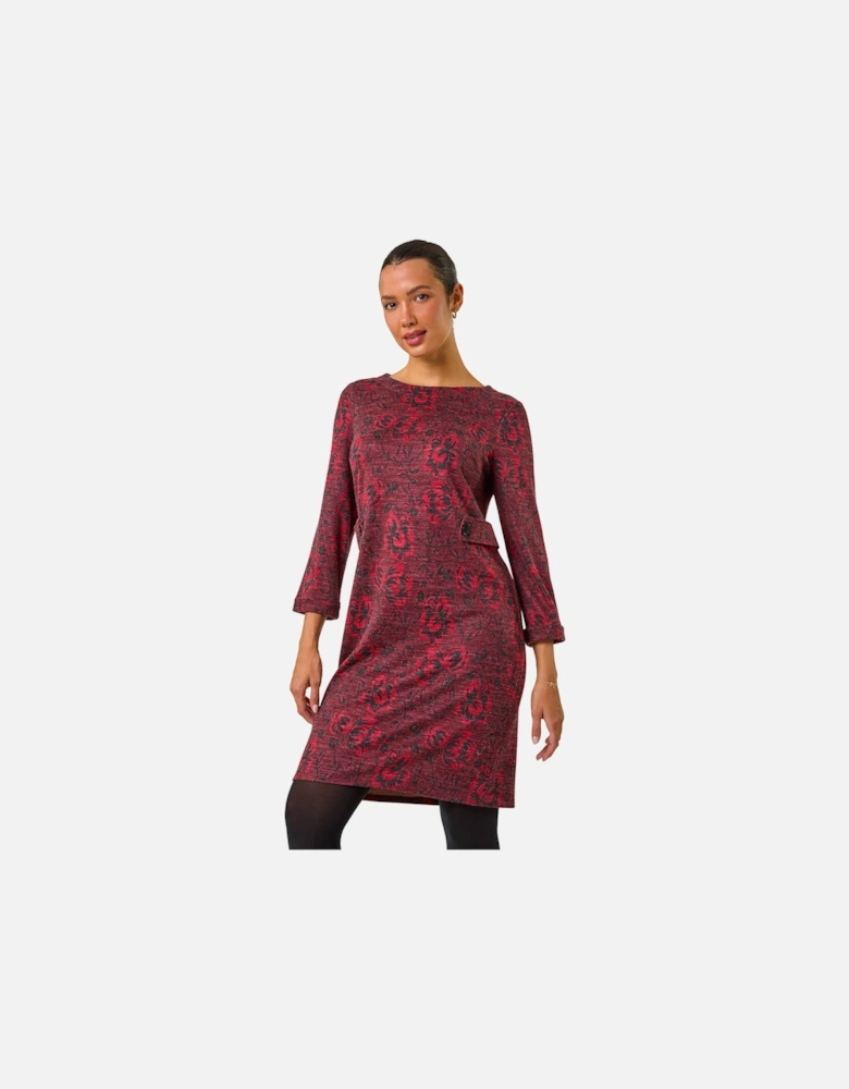 Floral Tab Detail Shift Dress