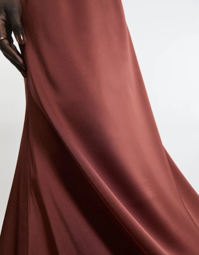 Tall Satin Back Crepe Long Sleeved Column Woven Maxi Dress