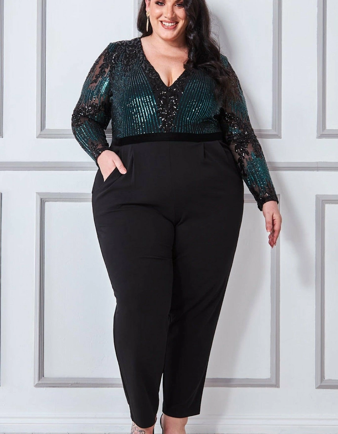 Plus Sequin & Mesh Jumpsuit, 2 of 1