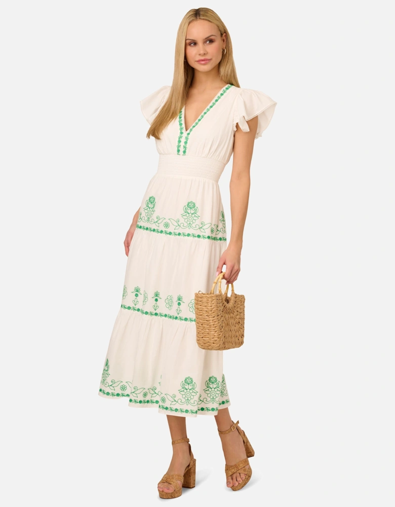 Smocked Waist Long Dress