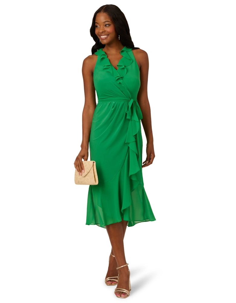 Surplice Combo Midi Dress